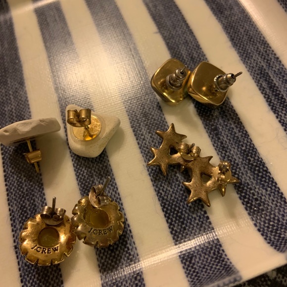 Vintage star flower beach glass earring stud set - Picture 3 of 9